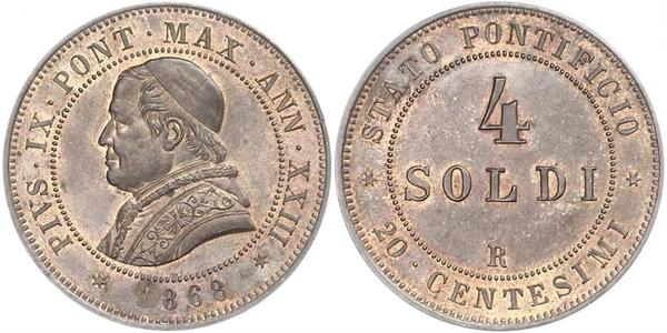 4 Сольдо Папська держава (752-1870)  Пій IX (1792- 1878)