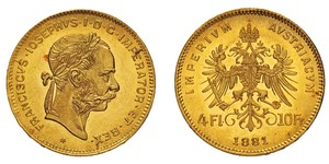 4 Флорін Австро-Угорщина (1867-1918) Золото Франц Иосиф I (1830 - 1916)