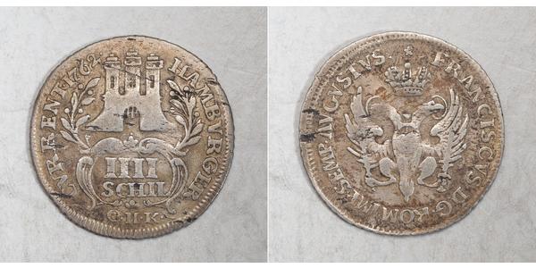 4 Шиллинг Гамбург Серебро Франц I Стефан(1708-1765)