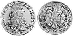 4 Эскудо Новая Испания (1519 - 1821) Золото Фердинанд VII король Испании (1784-1833)