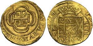4 Эскудо Новая Испания (1519 - 1821) Золото Филипп V король Испании (1683-1746)