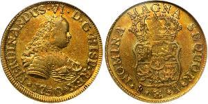 4 Эскудо Чили Золото Фердинанд VI  король Испании (1713-1759)