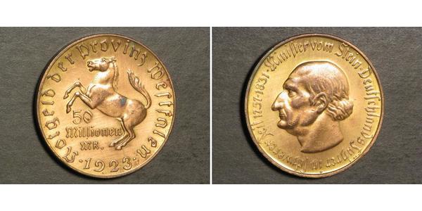 50000000 Mark Germany Brass 