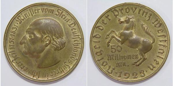 50000000 Mark Allemagne Laiton 