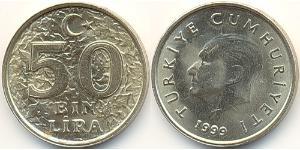 50000 Lira Turquie (1923 - ) Nickel/Laiton 