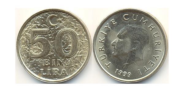 50000 Lira Turquie (1923 - ) Nickel/Laiton 