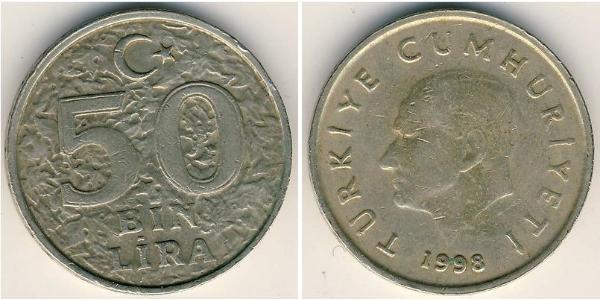 50000 Lira 土耳其 黃銅/镍 