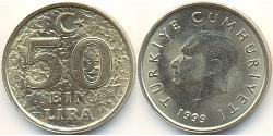 50000 Lira 土耳其 黃銅/镍 