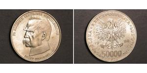 50000 Zloty République populaire de Pologne (1952-1990) Argent Józef Piłsudski