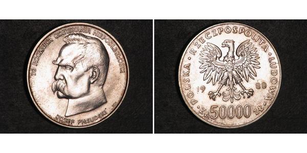 50000 Zloty République populaire de Pologne (1952-1990) Argent Józef Piłsudski