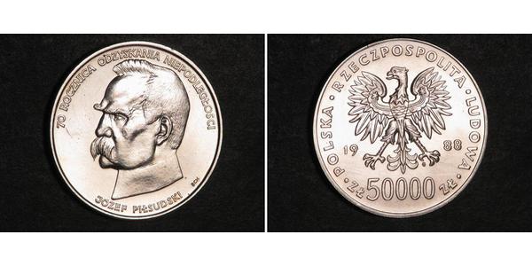 50000 Zloty República Popular de Polonia (1952-1990) Plata Józef Piłsudski