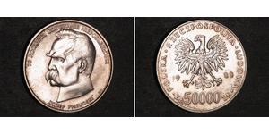 50000 Zloty Volksrepublik Polen (1952-1990) Silber Józef Piłsudski