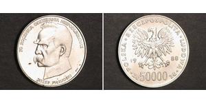 50000 Zloty Volksrepublik Polen (1952-1990) Silber Józef Piłsudski