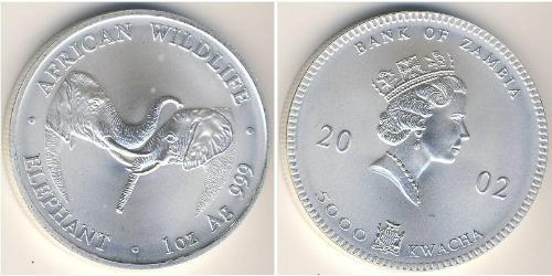 5000 Kwacha Zambie (1964 - ) Argent Elizabeth II (1926-2022)