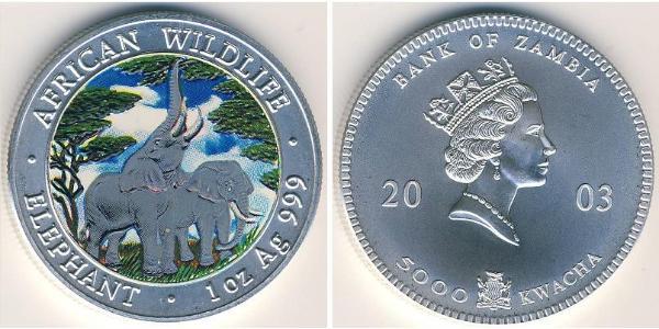 5000 Kwacha Zambie (1964 - ) Argent Elizabeth II (1926-2022)