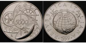 5000 Lira Italie Argent 