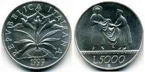 5000 Lira Italie Argent 