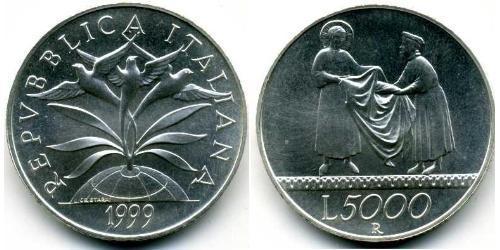 5000 Lira Italie Argent 