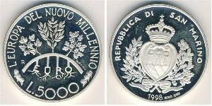 5000 Lira San Marino Argento 