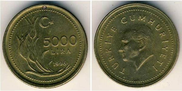 5000 Lira Turquía (1923 - ) Bronce 