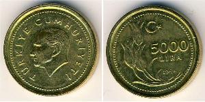 5000 Lira Turquie (1923 - ) Bronze 