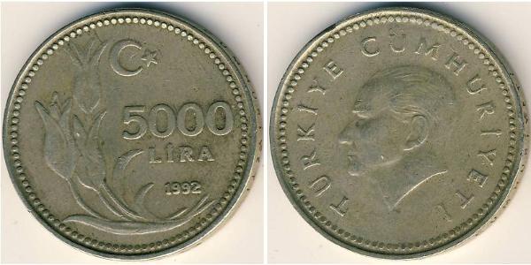 5000 Lira Turquía (1923 - ) Níquel/Cobre 
