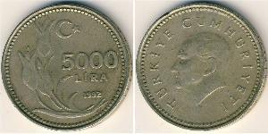 5000 Lira Turchia (1923 - ) Rame/Nichel 
