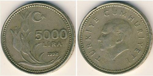 5000 Lira Turchia (1923 - ) Rame/Nichel 