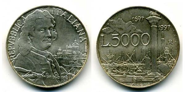 5000 Lira Italien Silber 