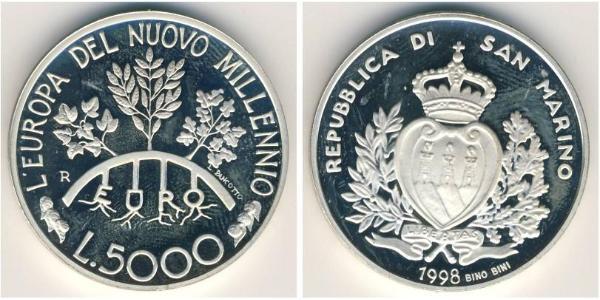 5000 Lira San Marino Silber 