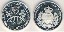 5000 Lira San Marino 銀 