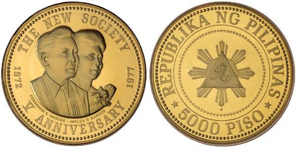 5000 Peso Philippines Gold 