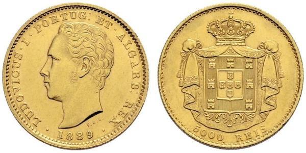 5000 Reis Kingdom of Portugal (1139-1910) Gold Ludwig I. (Portugal) (1838 - 1889)