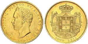 5000 Reis Royaume de Portugal (1139-1910) Or Louis Ier de Portugal (1838 - 1889)