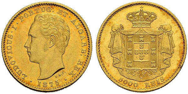 5000 Reis Royaume de Portugal (1139-1910) Or Louis Ier de Portugal (1838 - 1889)