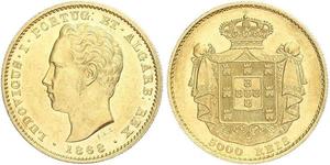 5000 Reis Regno del Portogallo (1139-1910) Oro Luigi del Portogallo (1838 - 1889)