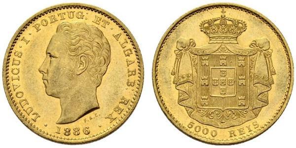 5000 Reis Regno del Portogallo (1139-1910) Oro Luigi del Portogallo (1838 - 1889)