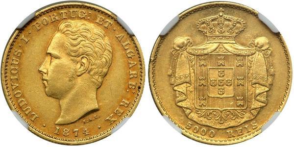 5000 Reis Regno del Portogallo (1139-1910) Oro Luigi del Portogallo (1838 - 1889)