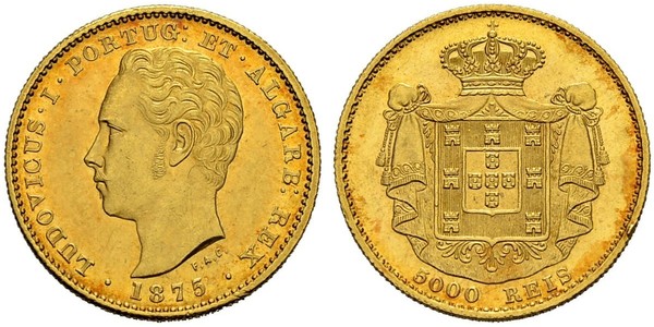 5000 Reis Reino de Portugal (1139-1910) Oro Luis I de Portugal (1838 - 1889)