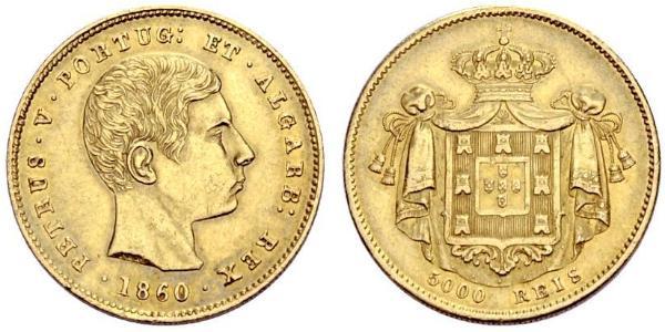 5000 Reis Reino de Portugal (1139-1910) Oro Peter V of Portugal (1837-1861)