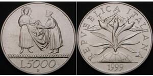5000 Лира Италия Серебро 