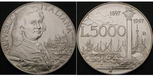 5000 Лира Италия Серебро 