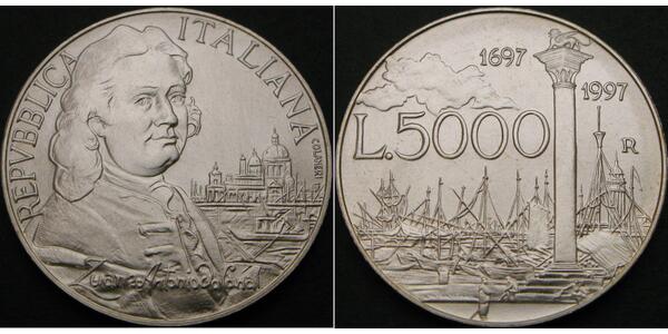 5000 Лира Италия Серебро 