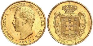 5000 Рейс Королевство Португалия (1139-1910) Золото Луиш I (1838 - 1889)