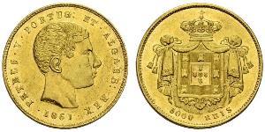 5000 Рейс Королівство Португалія (1139-1910) Золото Peter V of Portugal (1837-1861)