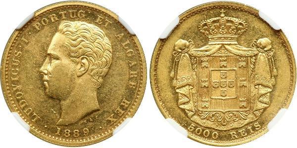 5000 Рейс Королівство Португалія (1139-1910) Золото Луіш I (1838 - 1889)