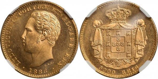 5000 Рейс Королівство Португалія (1139-1910) Золото Луіш I (1838 - 1889)