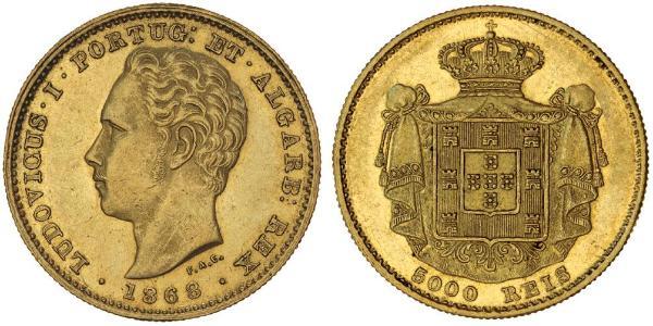 5000 Рейс Королівство Португалія (1139-1910) Золото Луіш I (1838 - 1889)