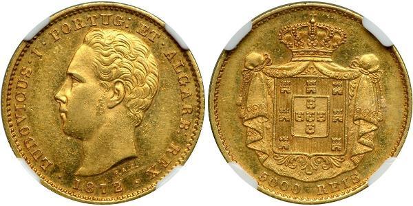5000 Рейс Королівство Португалія (1139-1910) Золото Луіш I (1838 - 1889)
