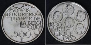 500 Franc Belgio Argento 